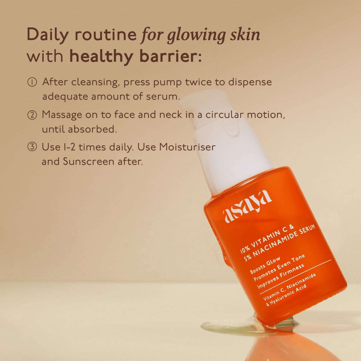 Asaya 10% Vitamin C Serum With 5% Niacinamide & Antioxidant Face Serum For Glowing Skin & Dullness | Grocsy