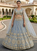 Lehenga Mart Grey Net Designer Bollywood Style Wedding Wear Lehenga Choli | Grocsy