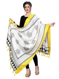 Vamika Yellow-White Printed Khadi Bhagalpuri Dupatta | Grocsy