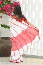 Beatitude White Cotton Handloom Saree | Grocsy