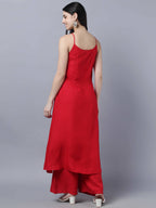 Myshka Women Red High Slit Kurta with Palazzos With Dupatta | Grocsy