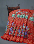Shades Of Red Floral Design Semi Chanderi Saree By Gayathri Reddy Designer Studio | Grocsy
