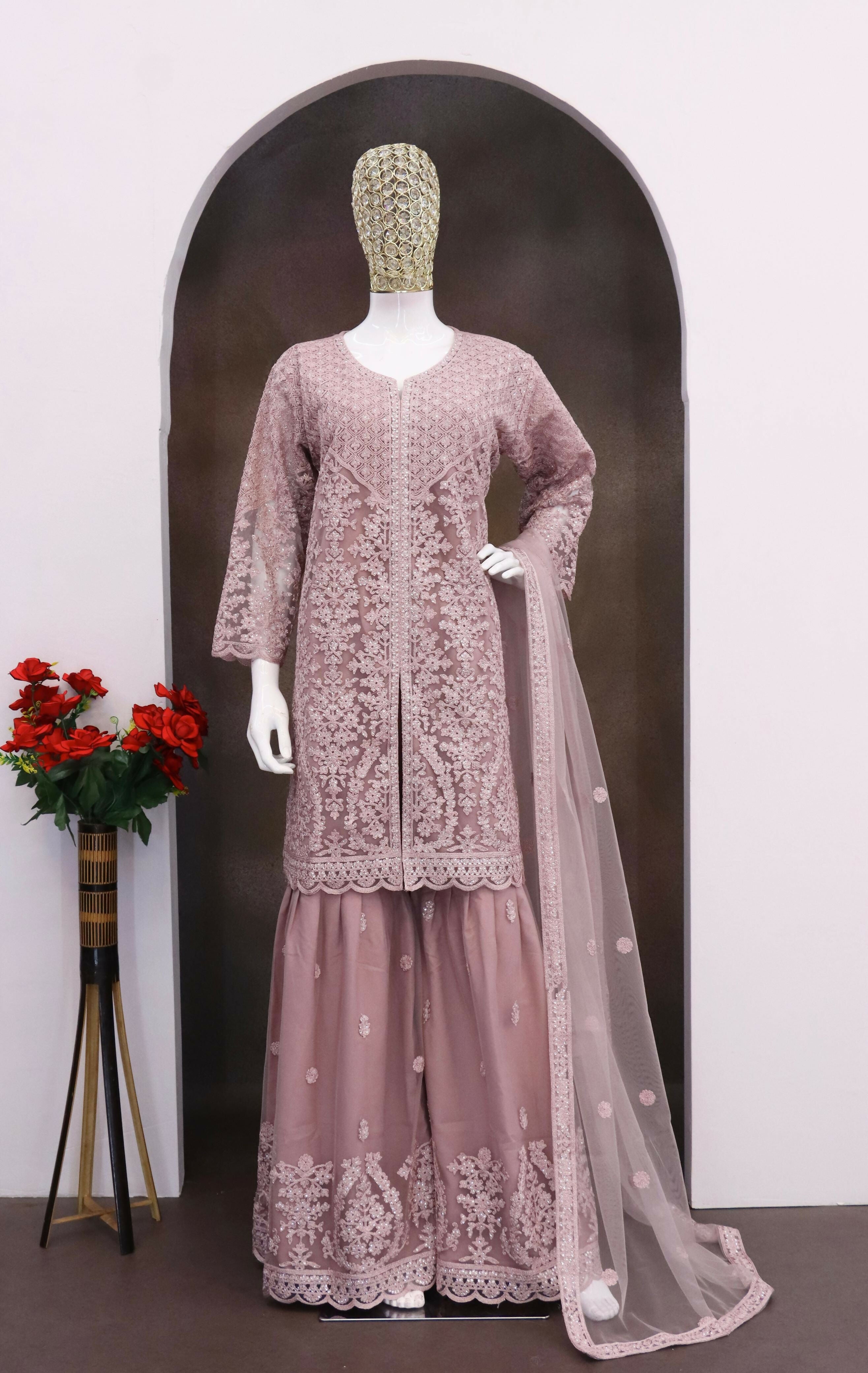 Anaita Purple Heavy Net Readymade Suit with Embroidery & Sequence Work | Grocsy