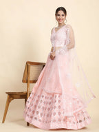 Jyoti Fashion Dreamy Baby Pink Silk Thread with Paper Mirror & Cut work Lehenga Choli with Dupatta | Grocsy