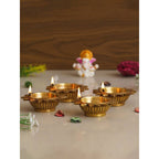 eCraftIndia 4 Pieces Beige Sun Shaped Diyas | Grocsy