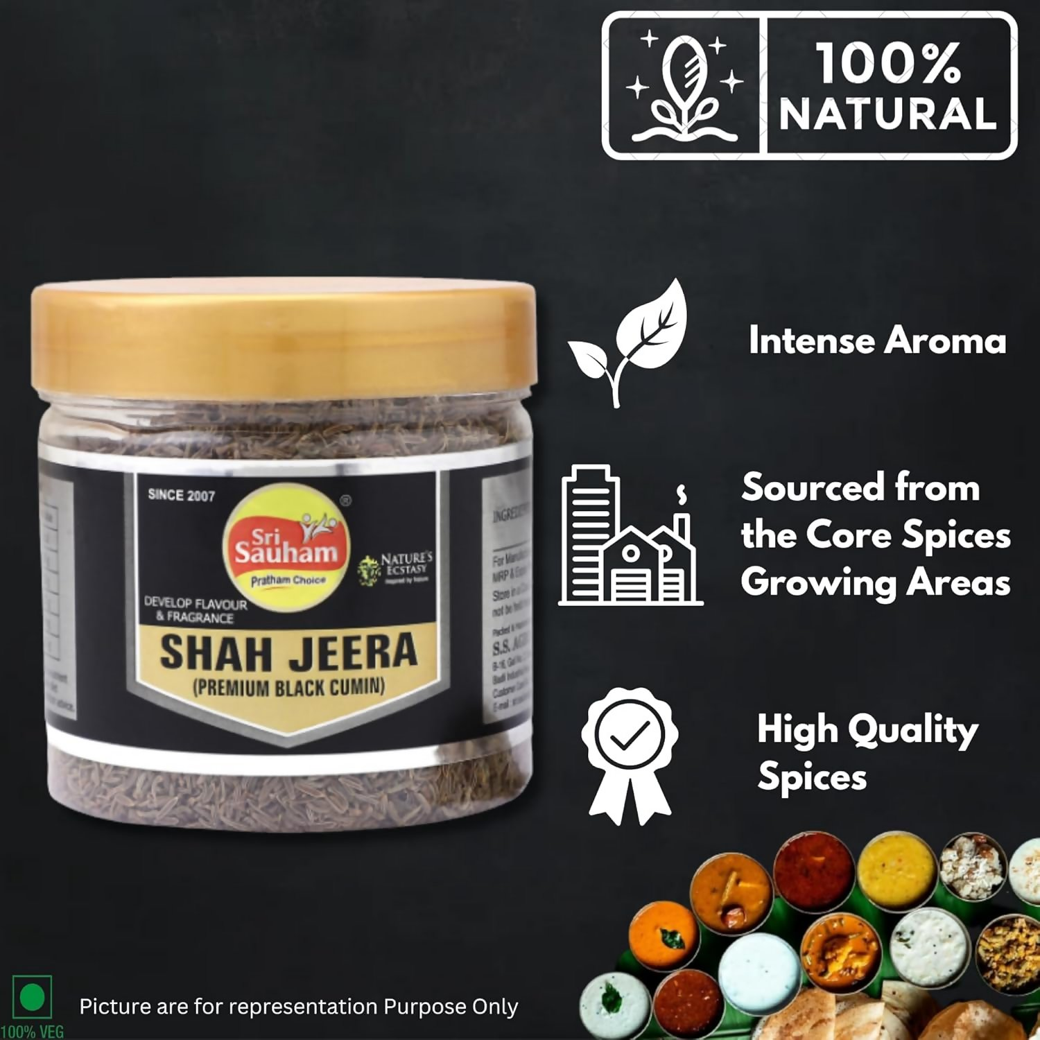 Sri Sauham Premium Spices - 100% Natural Shahi Jeera (Caraway Seeds) | Grocsy