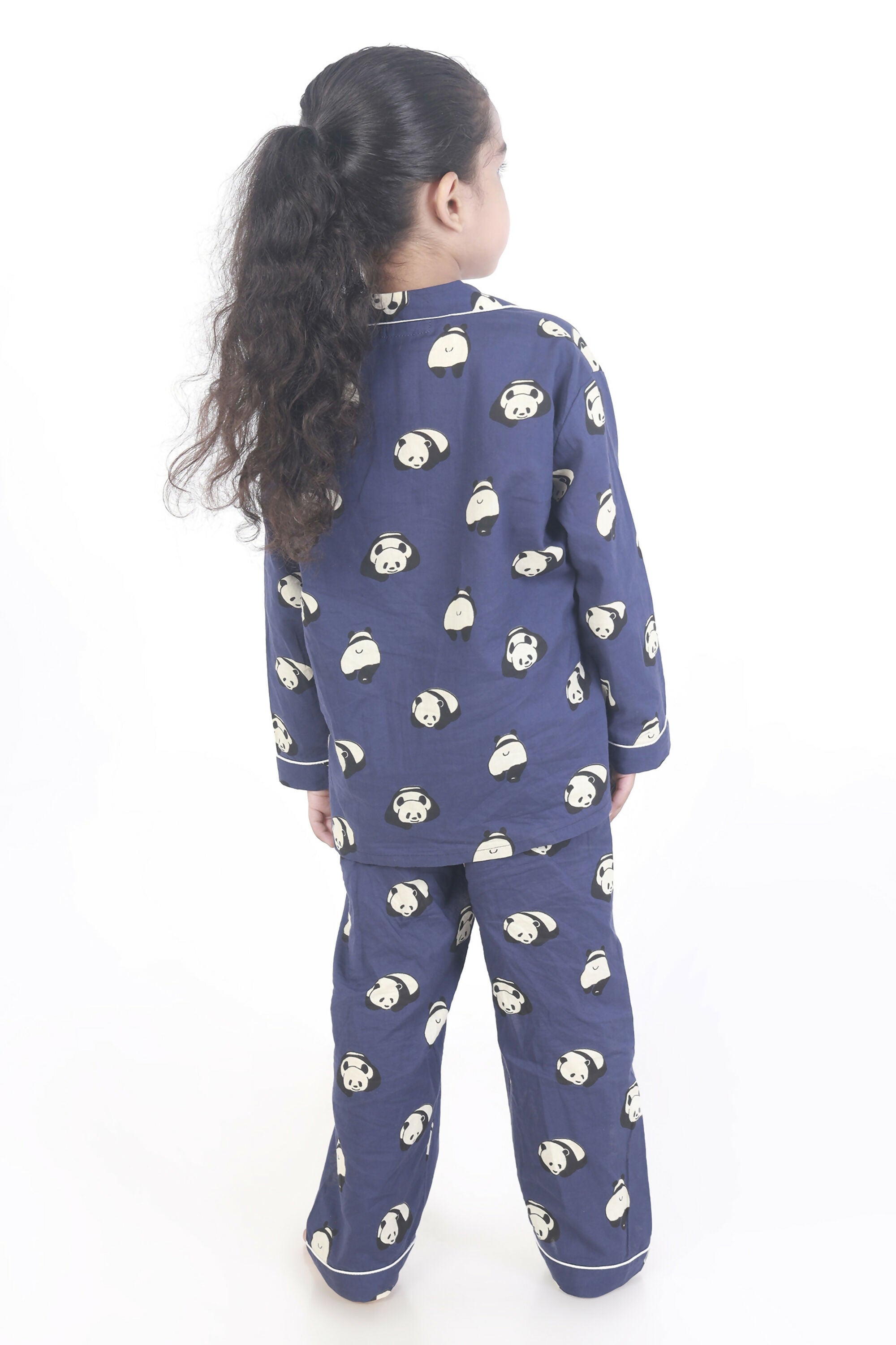 Breathables Kids Cotton Night Suit – Blue Panda Print Shirt & Pyjama Co-Ord Set For Boys & Girls | Grocsy