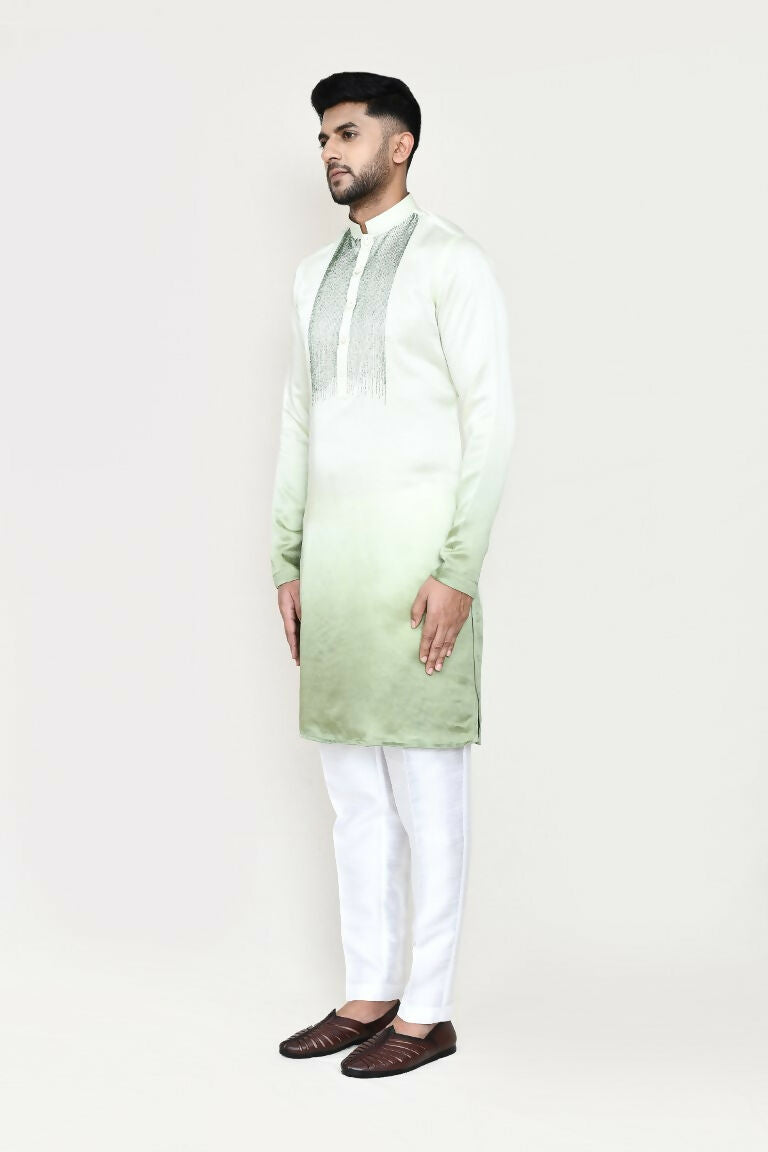 Joban Fashion Green Colored Satin Silk Fabric Kurta With Straight Fit Pant | Grocsy