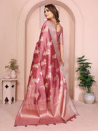 Aastha Fashion Dusty Rose Soft Organza Silk Weaving Saree | Grocsy