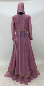 Lorenvalley Fashion Pink Viscose Silk Embroidery Work Gown Skirt Stitched | Grocsy