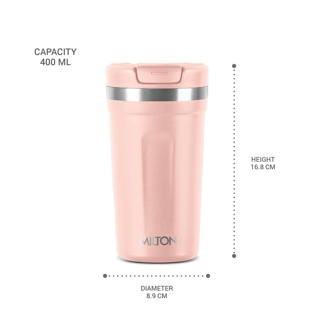 Milton Corral Thermosteel Insulated Coffee Mug Tumbler - 400ml (Peach) | Grocsy