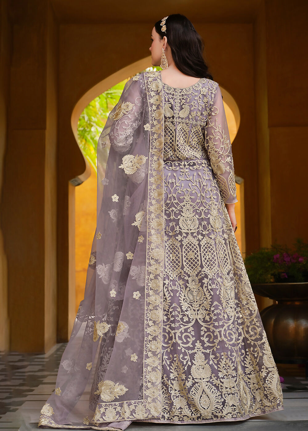 Pretty Pink Pure Butterfly Net Wedding Wear Anarkali Suit - Emponline | Grocsy