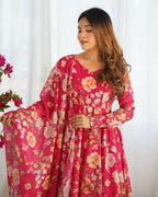 Joban Fashion Pink Kurta Set Organza Sequin Embroidery Work | Grocsy