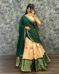 Teeya Creation Womens New Trendy Designer Green Floral Lehenga Choli Set with Contrast Border and Dupatta Set | Grocsy