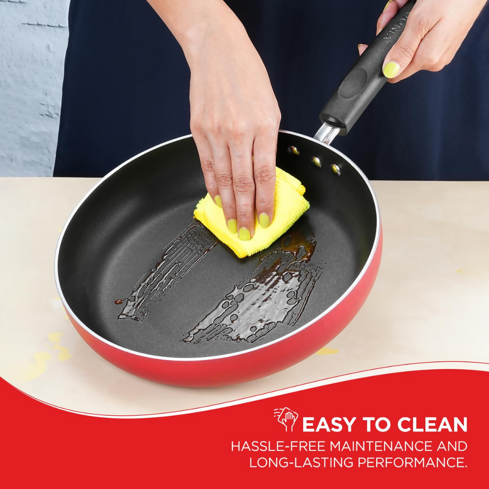 Vinod Zest Inducto Aluminium Non Stick Deep Frypan with Glass Lid | Grocsy