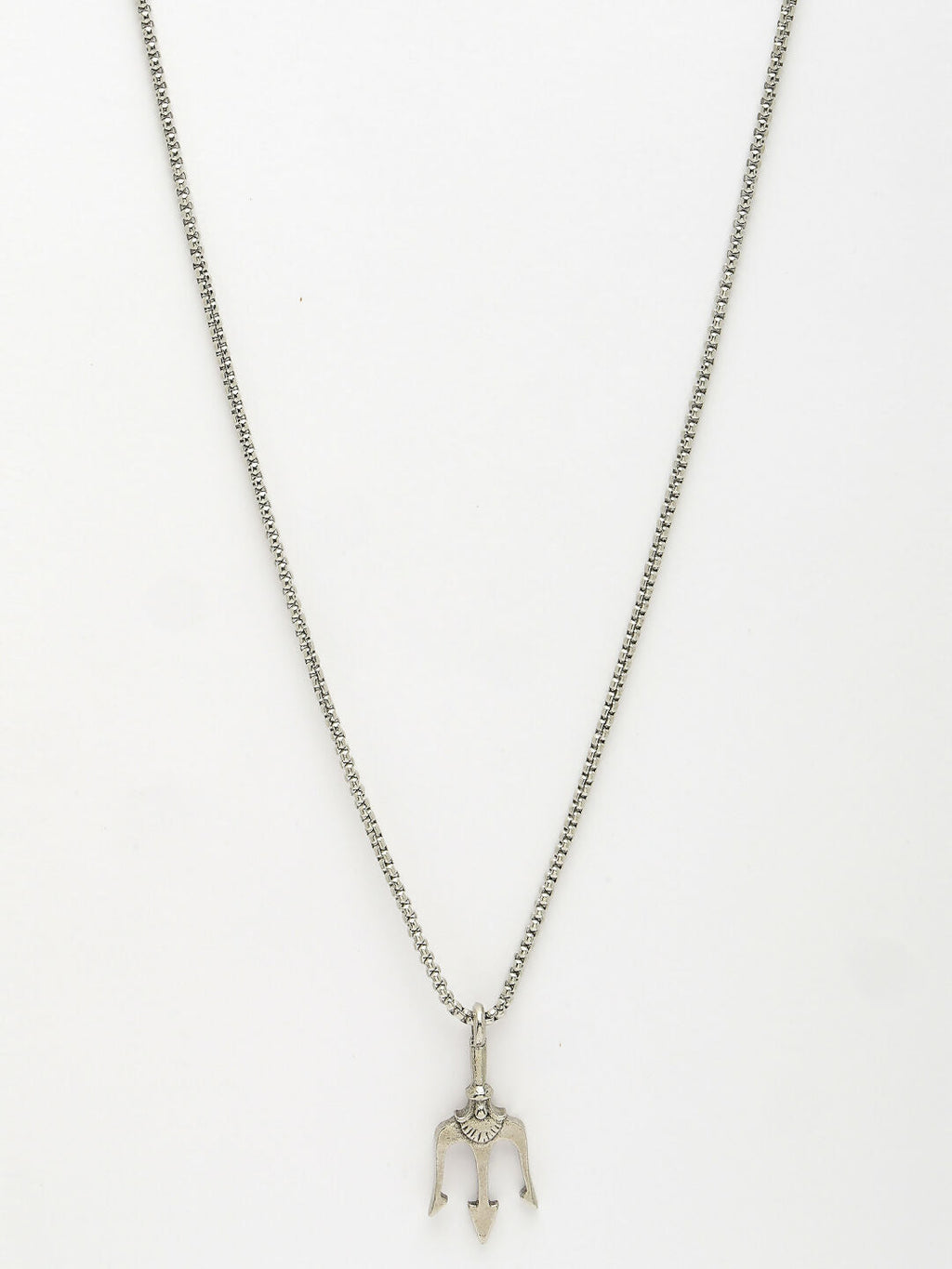 NVR Men's Silver-Plated Stainless Steel Geometric Charm Pendant With Chain | Grocsy