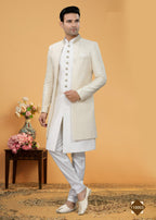 Joban Fashion Men's White Art Silk Plain Kurta Pyjama set | Grocsy