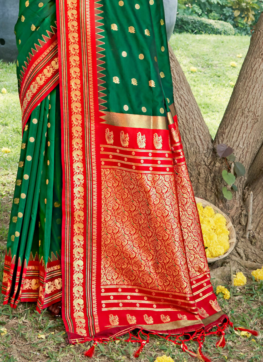 Shree Shyam Fashion Green Soft Silk Saree | Grocsy