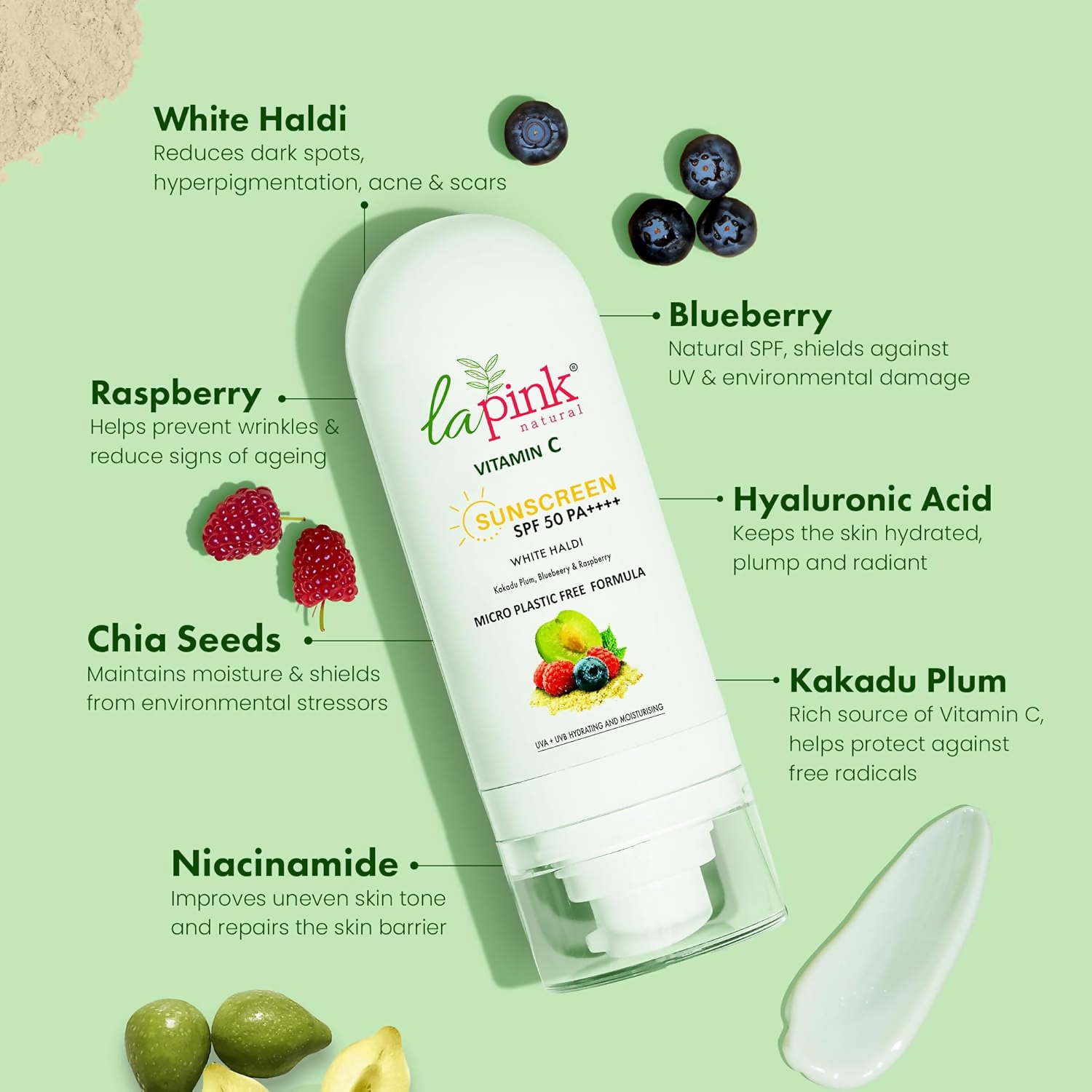 La Pink Vitamin C Sunscreen SPF 50 Pa++++ For All Skin Types | Grocsy