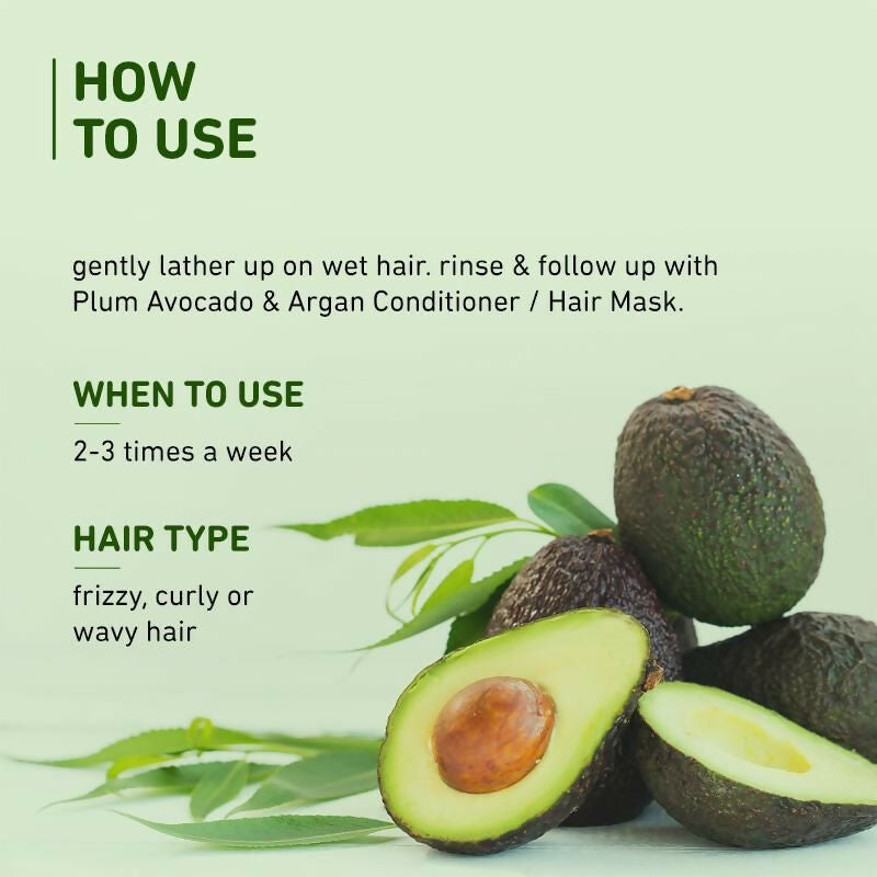 Plum Avocado & Argan Oil Sulphate-Free Shampoo For Frizzy Hair | Grocsy
