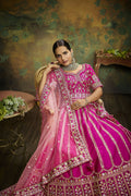 House of Panchhi Pink Pure Silk Moti & Zarkan heavy embroidery Lehenga choli & Dupatta | Grocsy