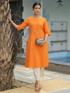Aramya A-line Soft Cotton Floral Print Women's Kurta - Yellow | Grocsy