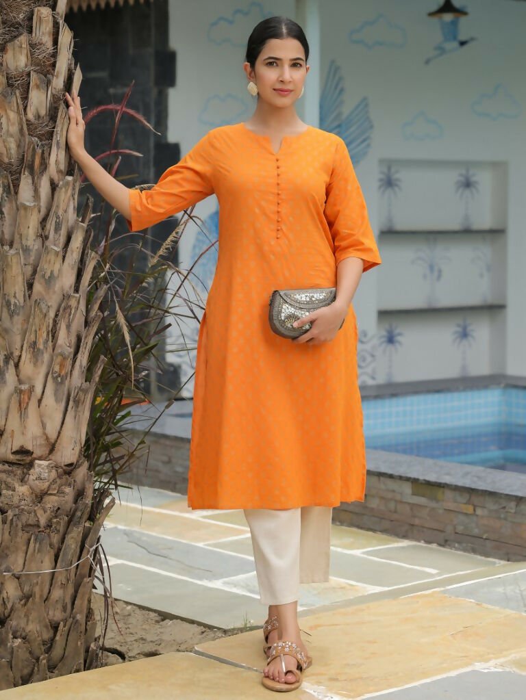 Aramya A-line Soft Cotton Floral Print Women's Kurta - Yellow | Grocsy