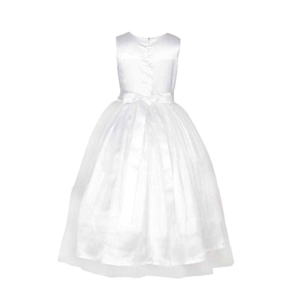 Asmaani Baby Girl's White Satin A-Line Maxi Full Length Dress (AS-DRESS_22001) | Grocsy