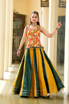 AI Fashion Mustard & Green Cotton Designer Navratri Wear Lehenga Choli Collection | Grocsy