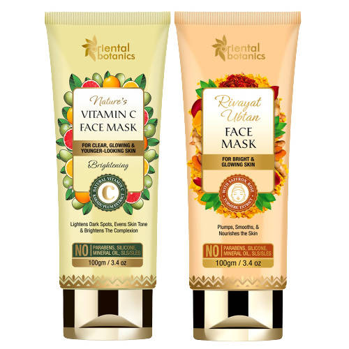 Oriental Botanics Rivayat Ubtan Face Mask And Nature’s Vitamin C Face Mask Combo | Grocsy