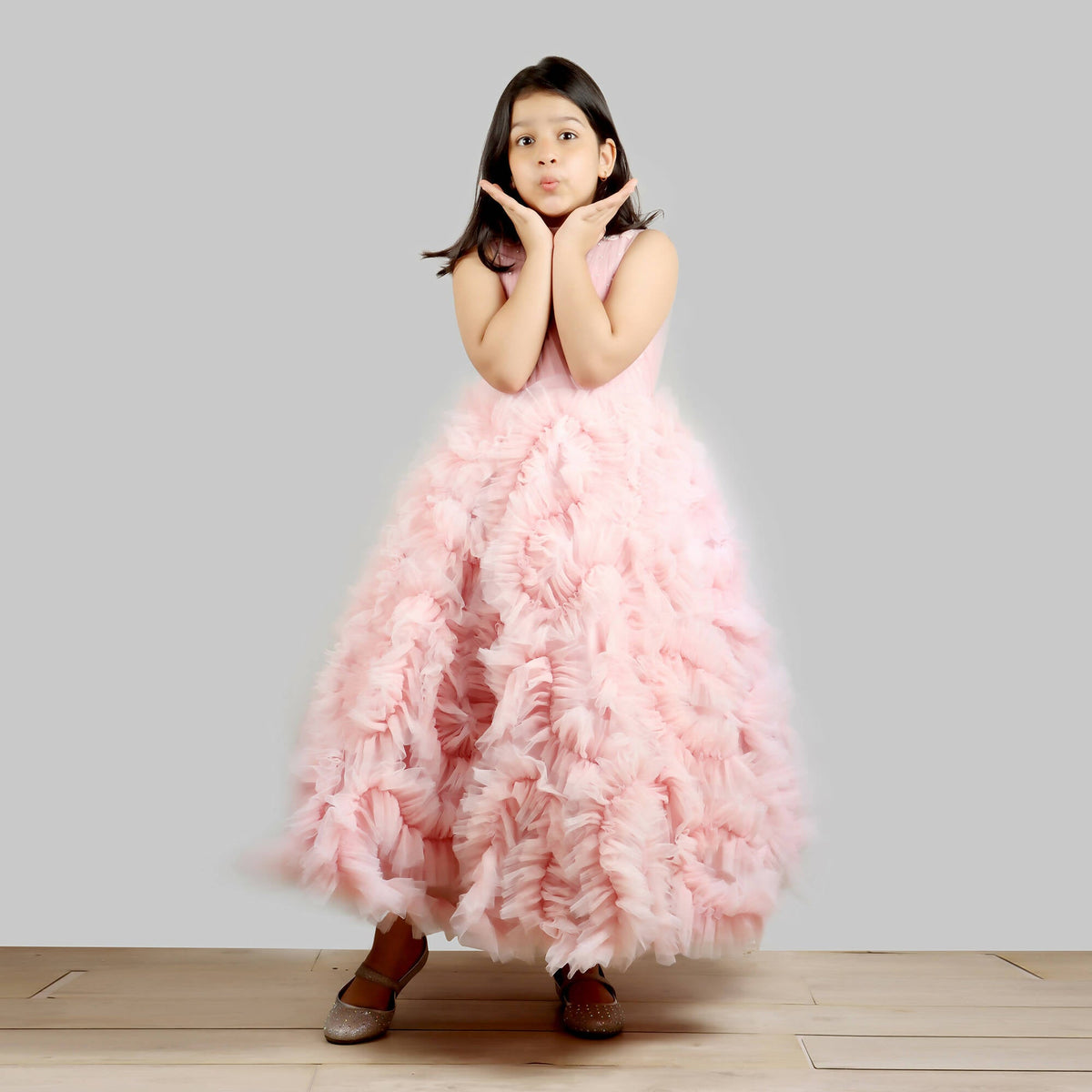 Pink Cow Fashions Old Rose Gown With Frill Ghera | Grocsy