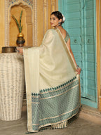 Shree Shyam Fashion Green Linen Saree | Grocsy