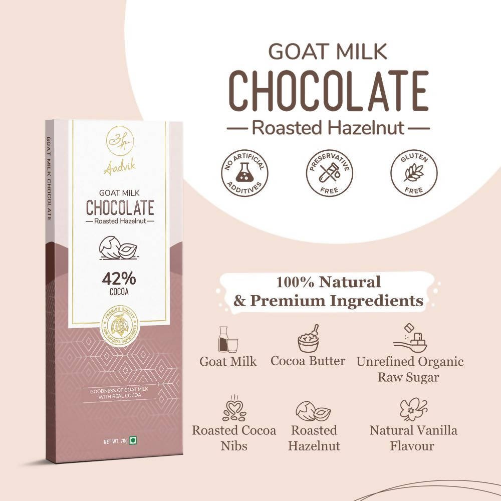 Aadvik Goat Milk Chocolate - Roasted Hazelnut | Grocsy