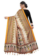 Vamika Mustard Latest Printed Khadi Bhagalpuri Dupatta | Grocsy