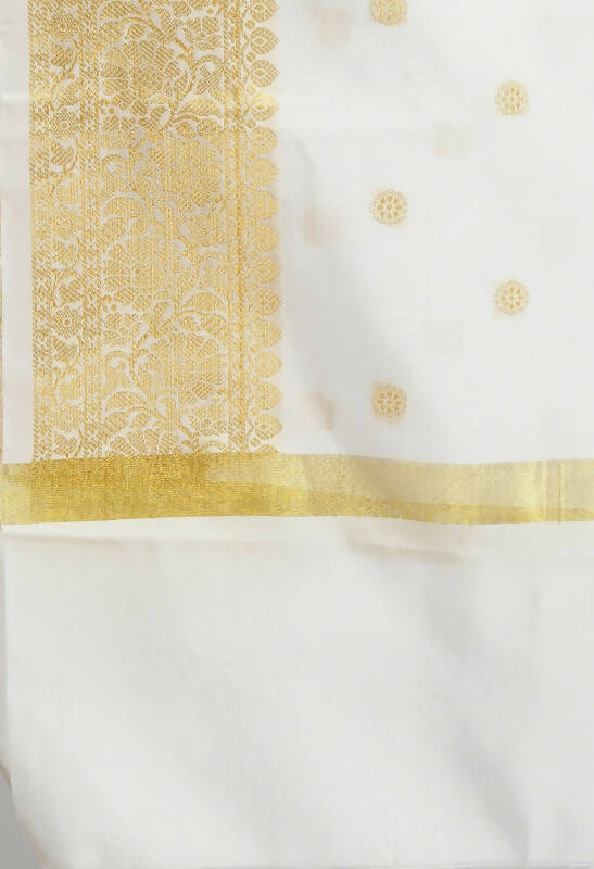 Mominos Fashion Moeza Women's Banarsi Silk Woven Design White Dupatta | Grocsy