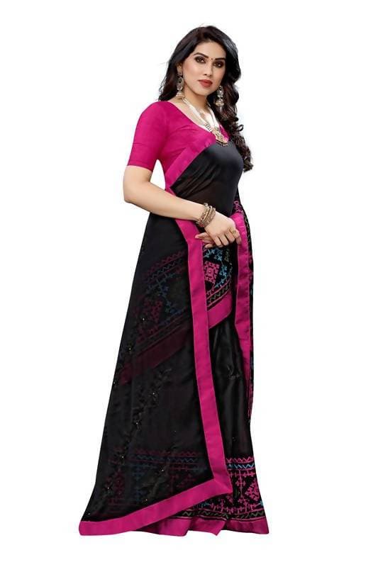 Vamika Black Chiffon Emboridered Saree (SUIDHAGA BLACK) | Grocsy