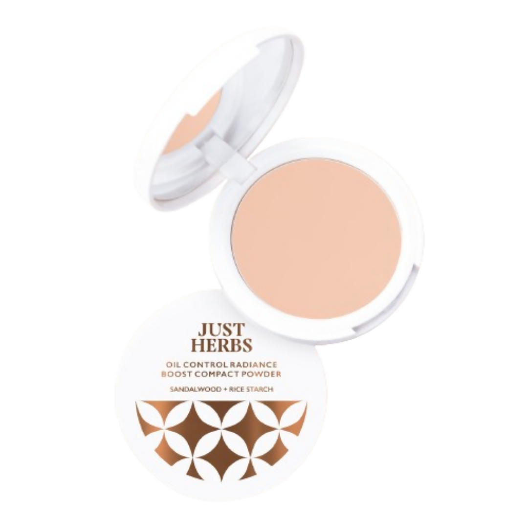 Just Herbs Oil Control Radiance Boost Compact Powder - 01 Porcelain | Grocsy