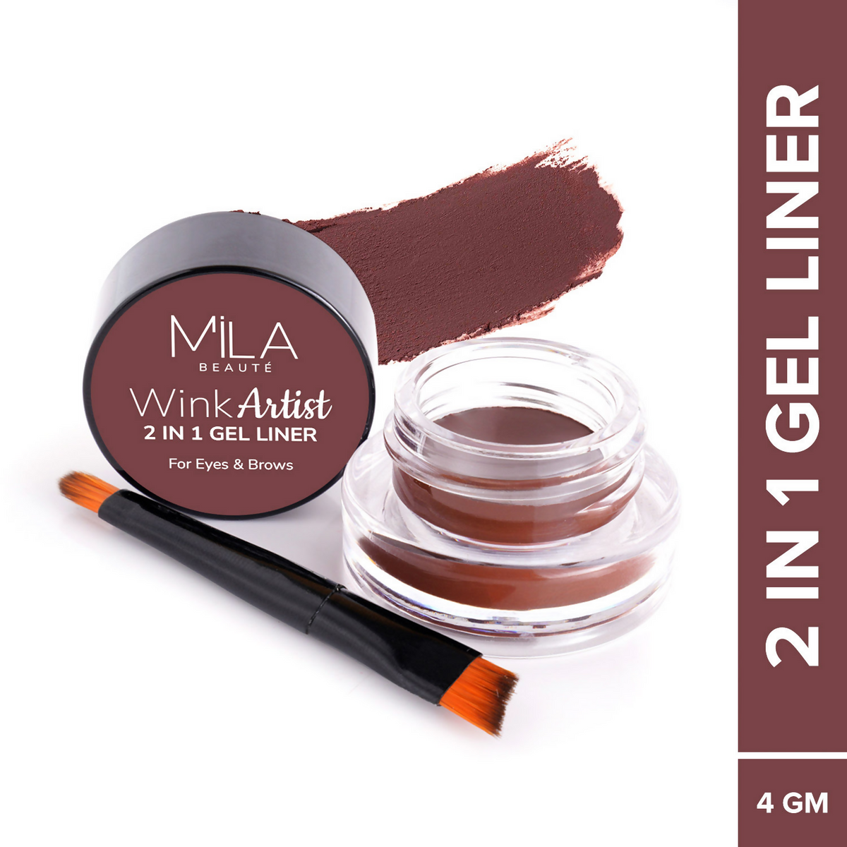 Mila Beaute Wink Artist 36Hr Smudge Proof & Waterproof Gel Eyeliner - Brown | Grocsy