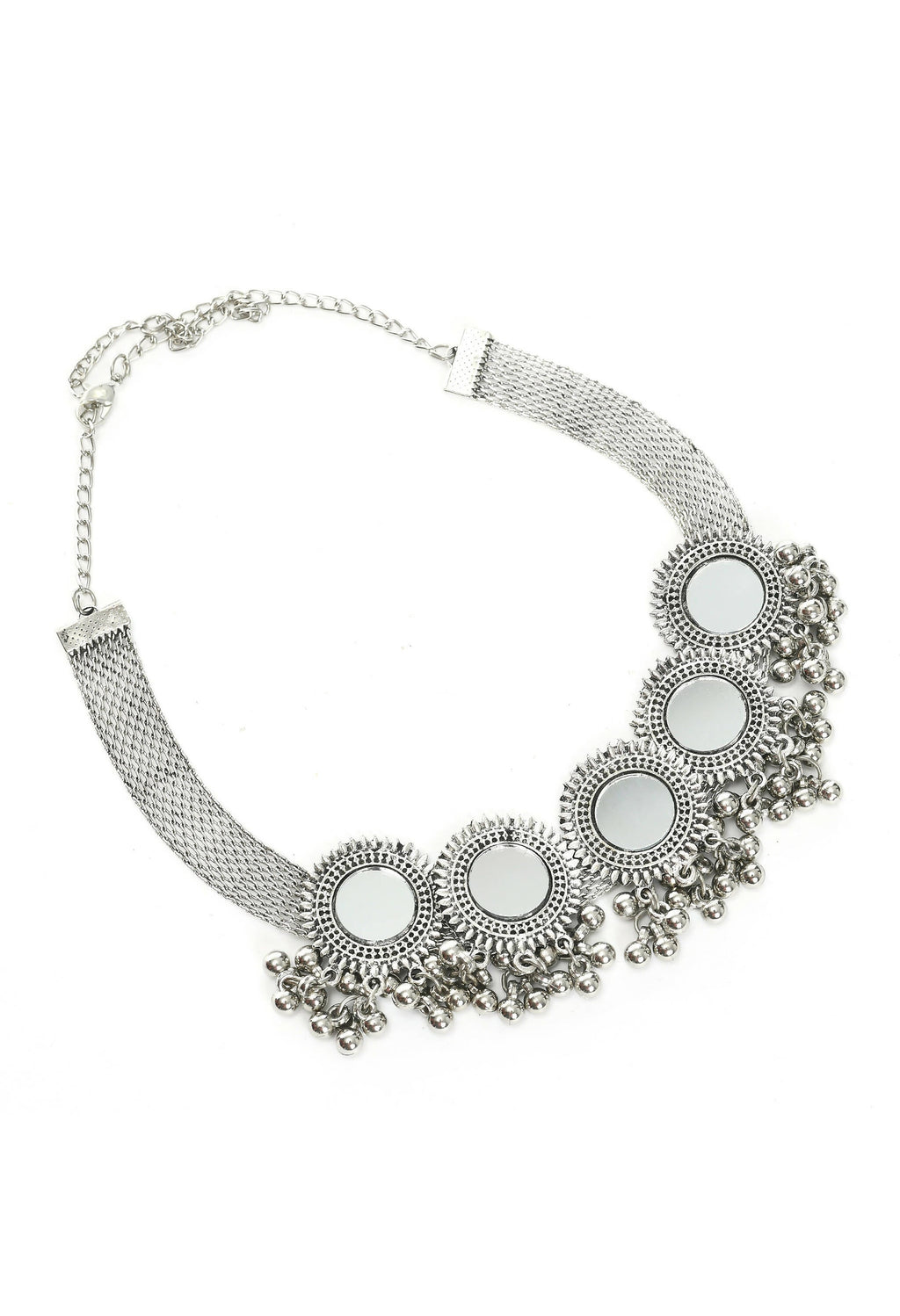 Mominos Fashion Johar Kamal Silver-Plated Brass Finish Mirror Work Women Choker | Grocsy