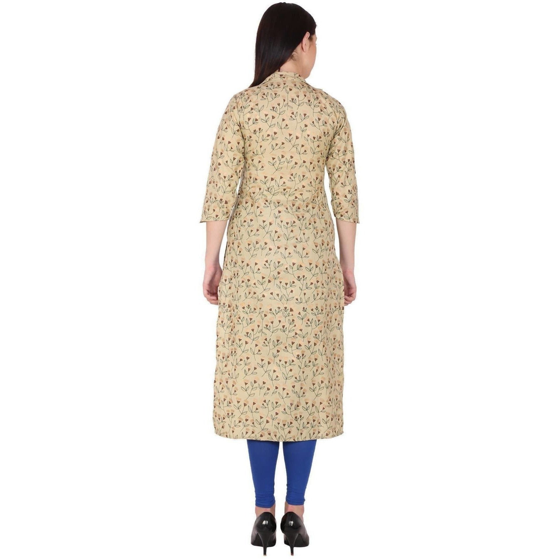 Kanoor Women's goldcotton straight kurti | Grocsy