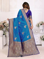 Joban Fashion Banarasi Royal Blue Small Butti Soft Silk Saree | Grocsy