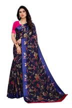 Vamika Navy Linen Satin Patta Saree (MANSI NAVY) | Grocsy