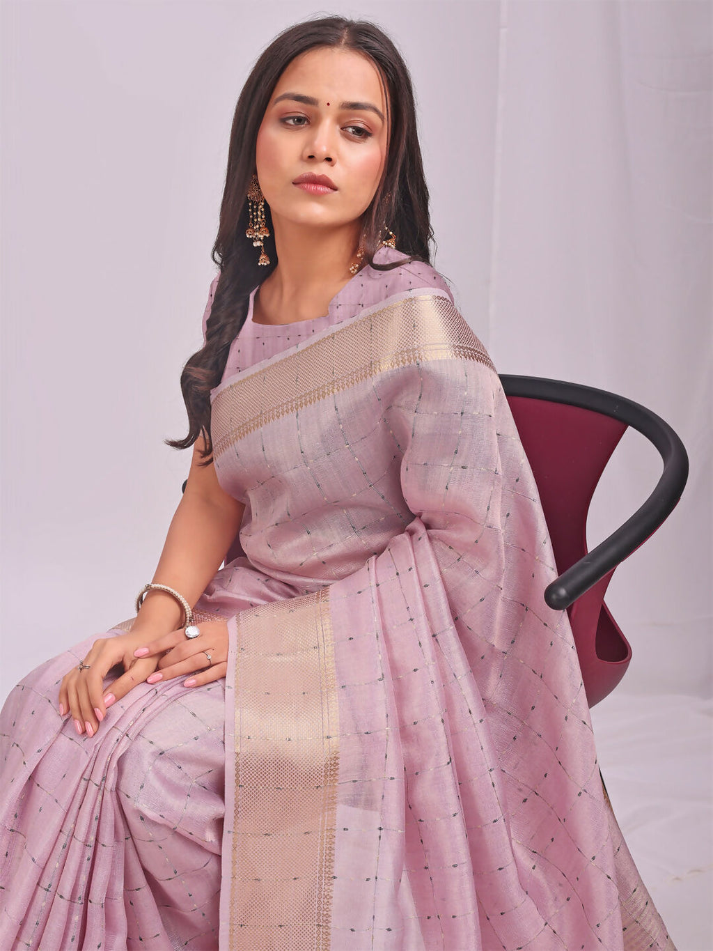 Shree Shyam Fashion Organza Light Pink Saree | Grocsy