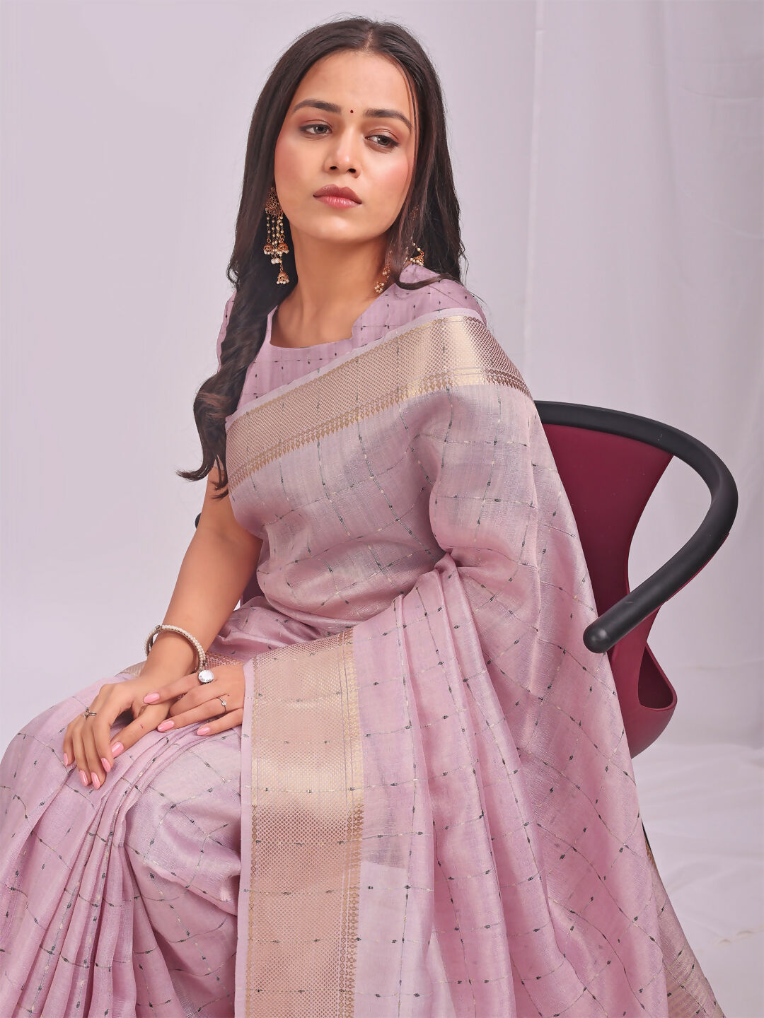Shree Shyam Fashion Organza Light Pink Saree | Grocsy