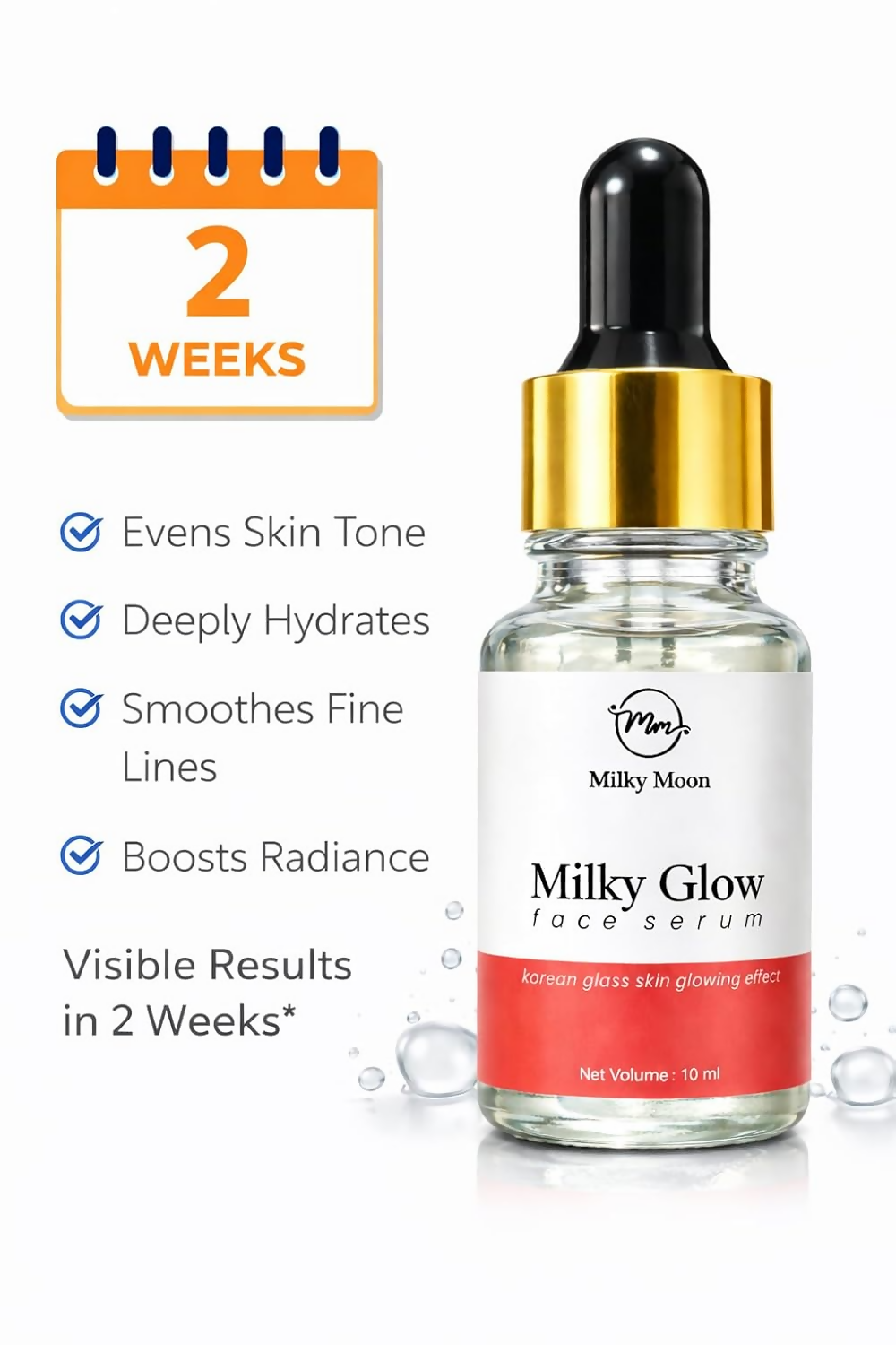 Milky Moon Glow Face Serum, Korean Glass Skin Glowing Effect, Brightens Skin, Deep Hydration | Grocsy