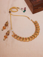 Temple Choker with Matching Jhumki Jewellery Set (Gold) - Ruby Raang | Grocsy