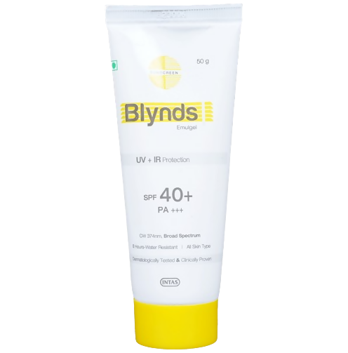 Intas Blynds Emulgel Sunscreen with UV+IR Protection SPF 40+ PA+++ & Water-Resistant | Grocsy