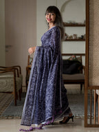 Suta Purple Floral Pure Cotton Saree | Grocsy