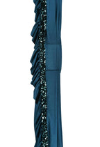 Mominos Fashion All Season Wear Peacock Blue And Black Ruffled Ready To Wear Saree | Grocsy