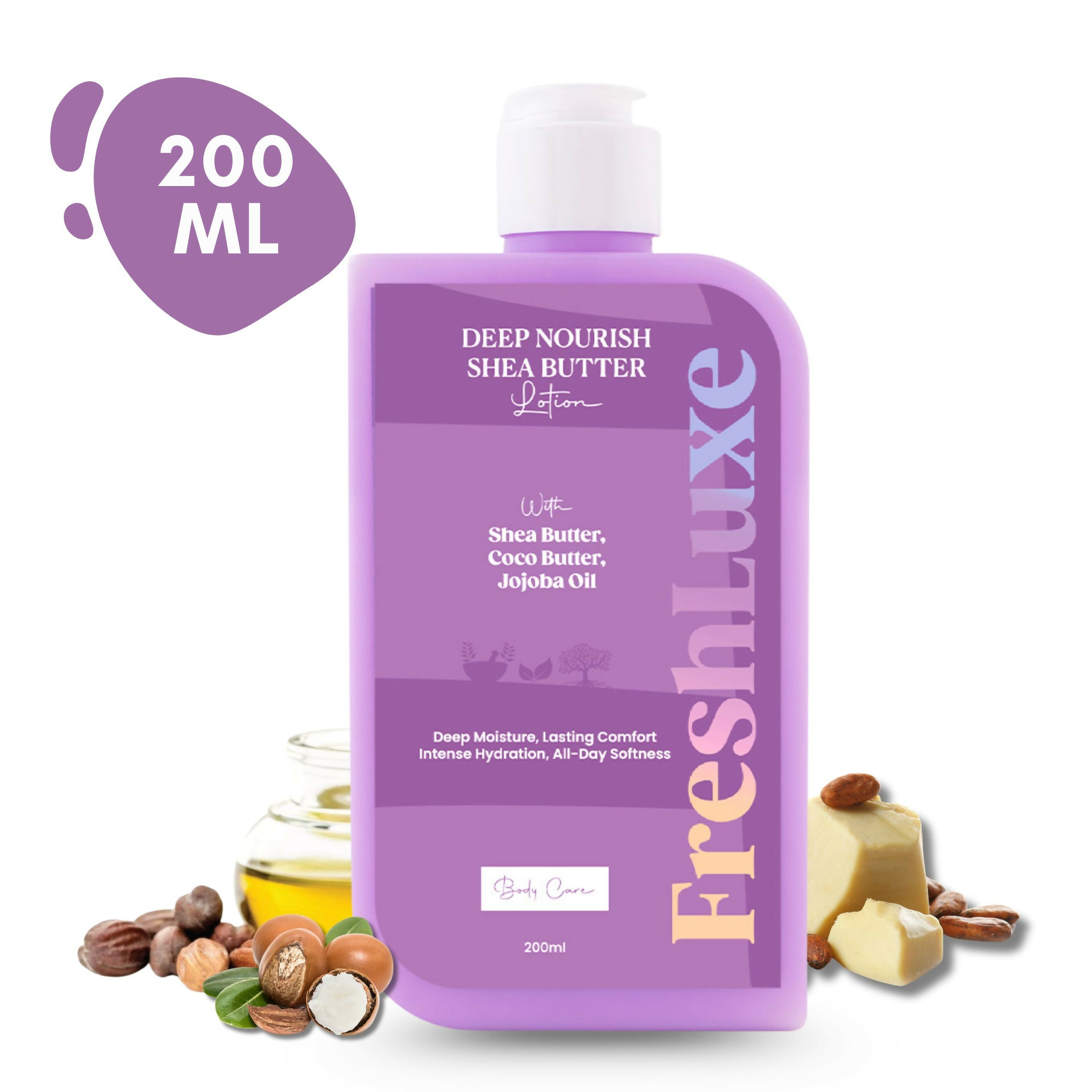 FreshLuxe Shea Butter Lotion with Coco Butter & Jojoba Oil For Deep Moisturization | Grocsy